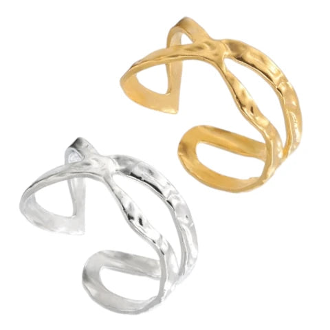 Open Ring Gehamerd Staal (RVS Verstelbaar)