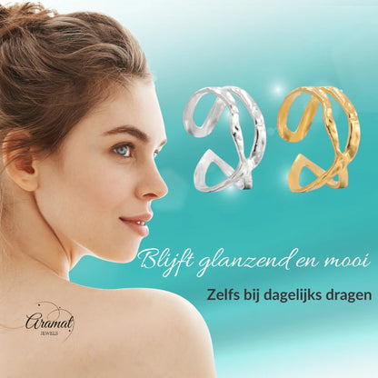 Open Ring Gehamerd Staal (RVS Verstelbaar)