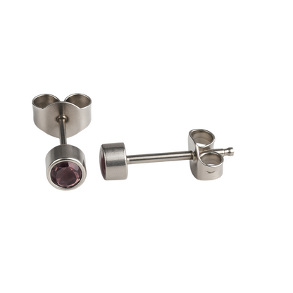 Boucles d'oreilles puces en cristal lilas – 4 mm acier inoxydable argenté