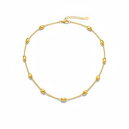Goudkleurige of Zilverkleurige Ketting Ovale Bolletjes RVS 5mm 40cm Dames