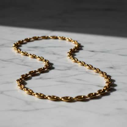 Goudkleurige Stalen Koffieboon Ketting – Unisex Schakelketting 4,5mm