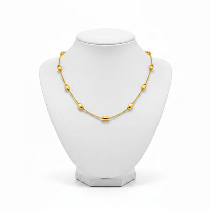 Goudkleurige of Zilverkleurige Ketting Ovale Bolletjes RVS 5mm 40cm Dames