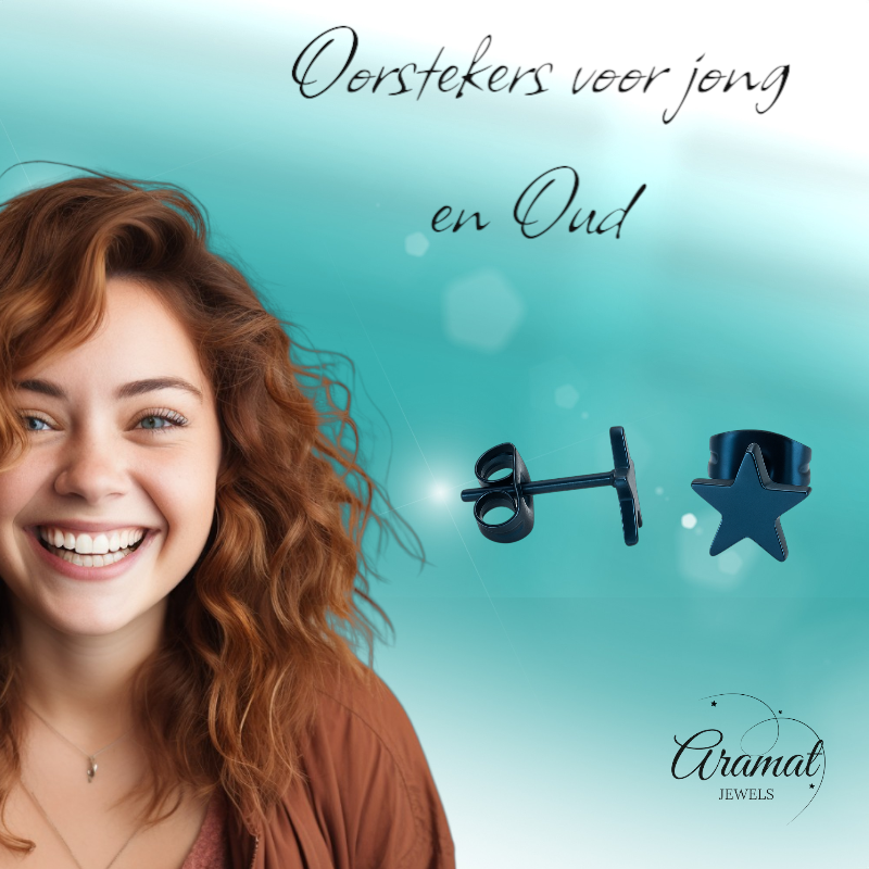 Boucles d'oreilles puces en forme d'étoile, en acier inoxydable bleu – 8 mm remarquables