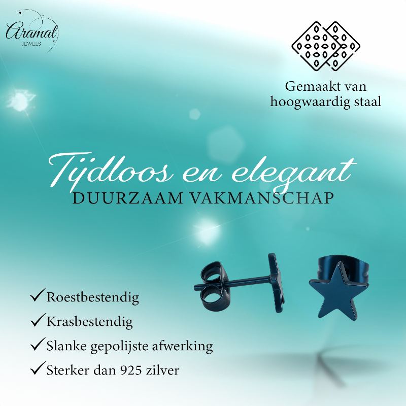 Boucles d'oreilles puces en forme d'étoile, en acier inoxydable bleu – 8 mm remarquables