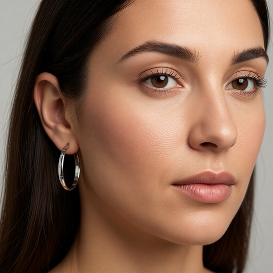 Earrings – 35mm Creole Anchor Motif Stainless Steel Silver Color Women