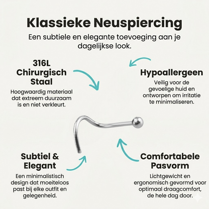 Stalen Neuspiercing Zilverkleurig Bolletje – 2mm S-staafje