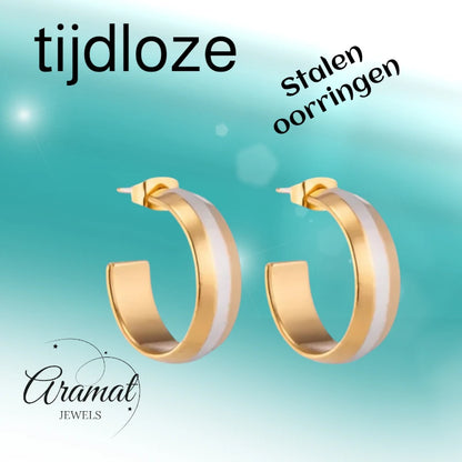 Stud Earrings – Steel Hoop Bicolor Matte (22mm)
