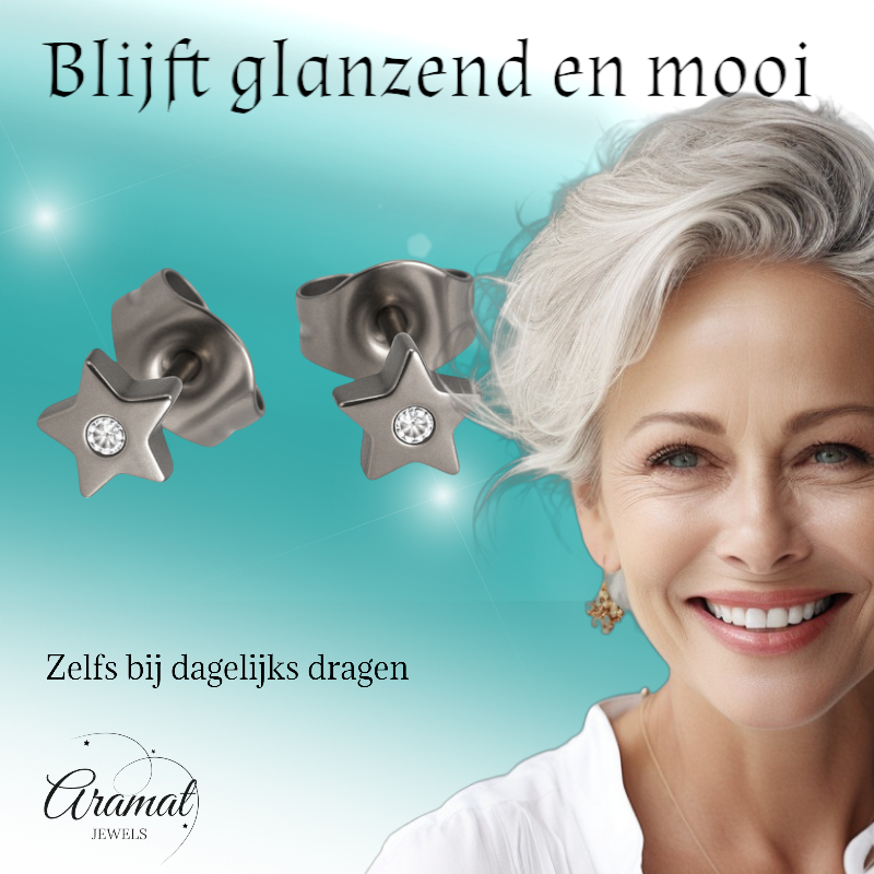 Boucles d'oreilles puces en forme d'étoile, cristal argenté – 6 mm scintillant