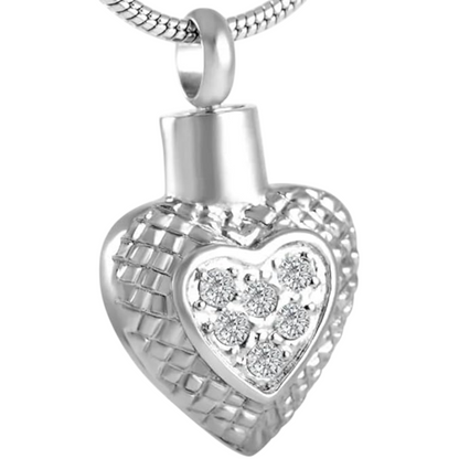 Heart pendant with diamonds and zirconia – silver color