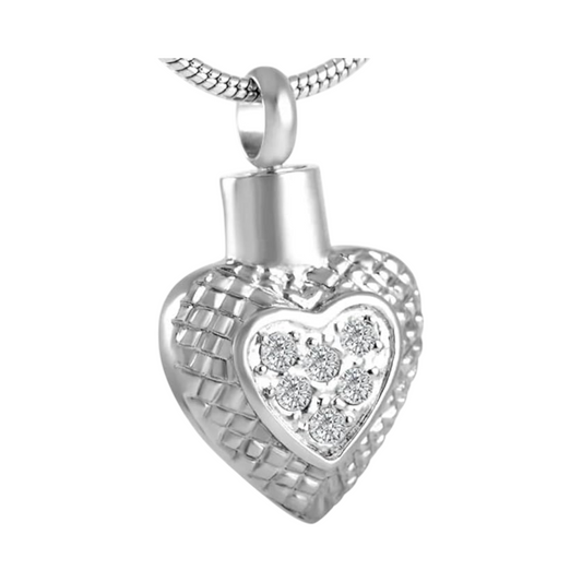 Heart pendant with diamonds and zirconia – silver color