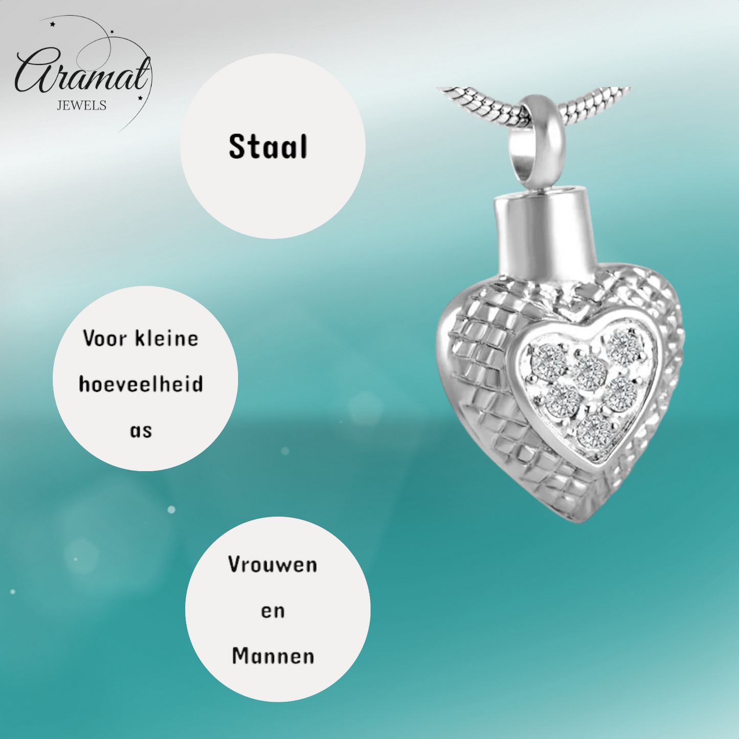Heart pendant with diamonds and zirconia – silver color