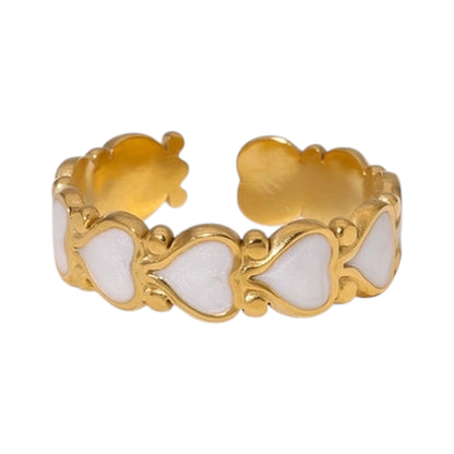 Open Ring RVS met Hartjes Motief en Emaille (6 mm)