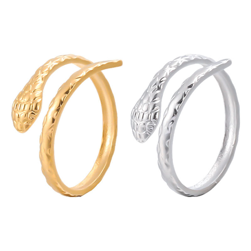 Verstelbare Slangenring van RVS - Cobra Design (13 mm)