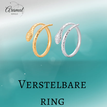 Verstelbare Slangenring van RVS - Cobra Design (13 mm)