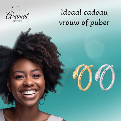 Verstelbare Slangenring van RVS - Cobra Design (13 mm)