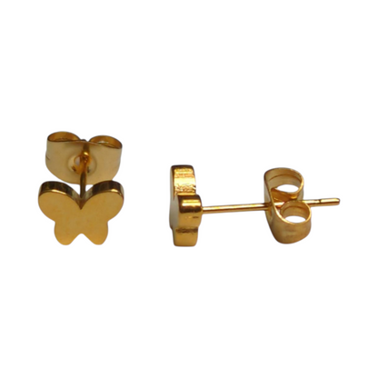 Butterfly stud earrings gold color 7x5mm – stainless steel