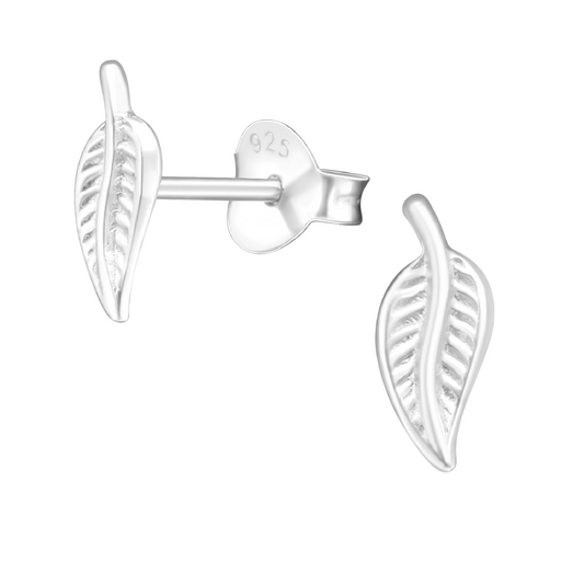 Boucles d'oreilles feuille d'argent – ​​9 x 4 mm