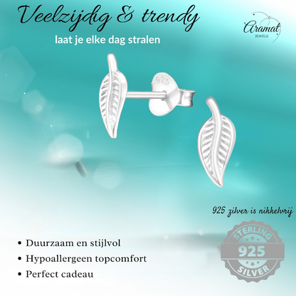 Silver Leaf Earrings – 9x4mm