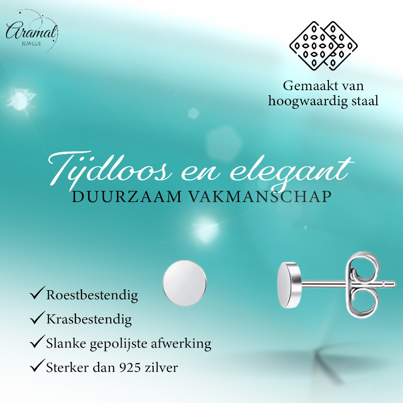 Silver-colored Round Stud Earrings Stainless Steel 3mm