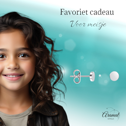 Silver-colored Round Stud Earrings Stainless Steel 3mm