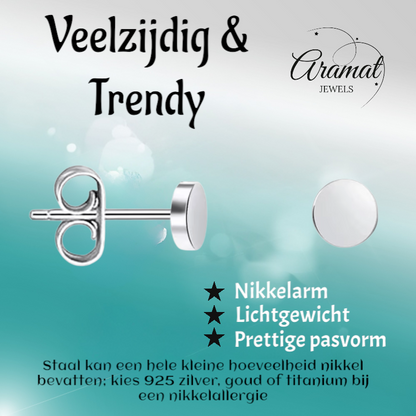 Silver-colored Round Stud Earrings Stainless Steel 3mm