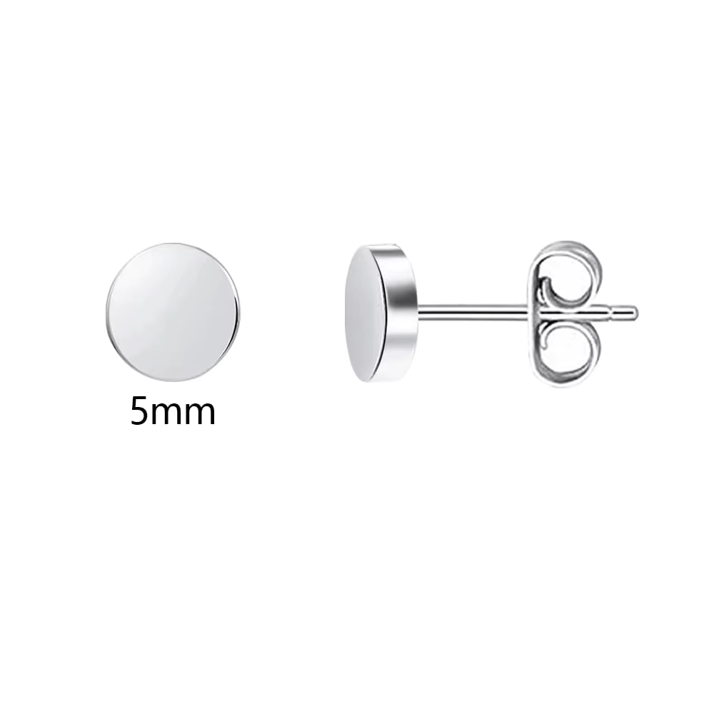 Boucles d'oreilles puces rondes argentées en acier inoxydable 5 mm
