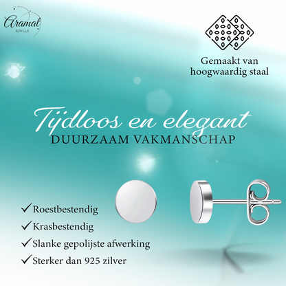 Boucles d'oreilles puces rondes argentées en acier inoxydable 5 mm