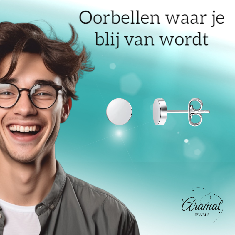 Boucles d'oreilles puces rondes argentées en acier inoxydable 5 mm