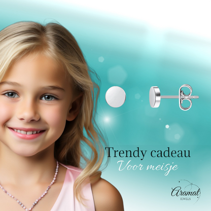 Boucles d'oreilles puces rondes argentées en acier inoxydable 4 mm