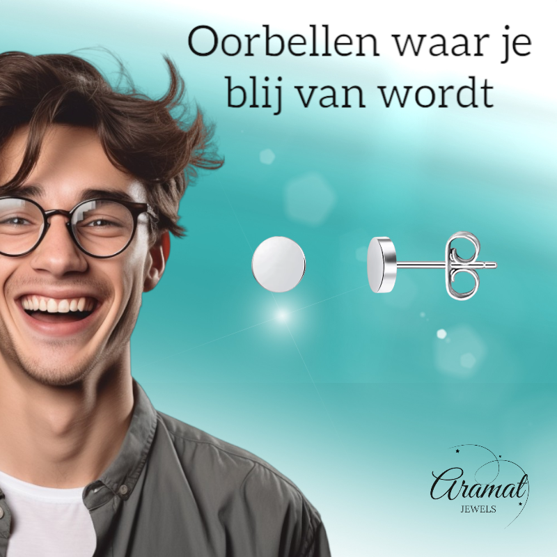 Boucles d'oreilles puces rondes argentées en acier inoxydable 4 mm