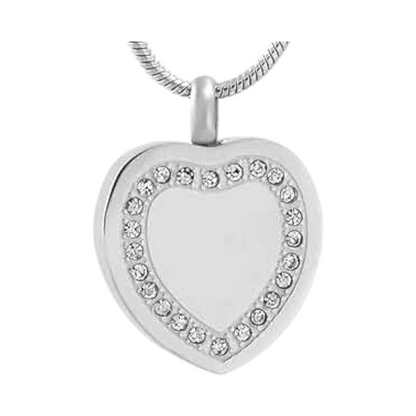 Heart pendant with zirconia edge – silver-colored