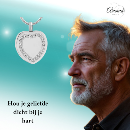 Heart pendant with zirconia edge – silver-colored