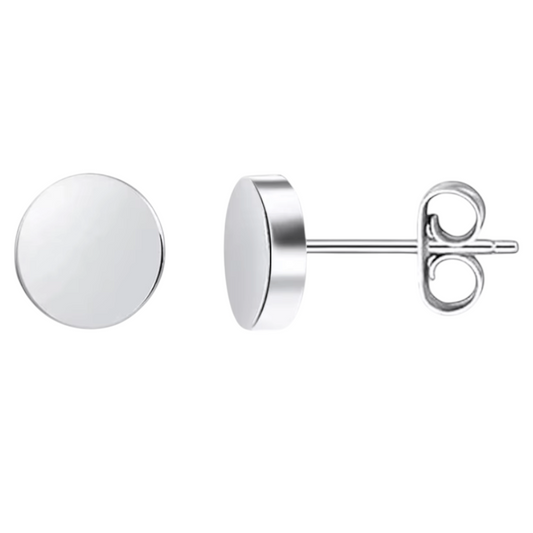 Boucles d'oreilles puces rondes argentées en acier inoxydable 10 mm