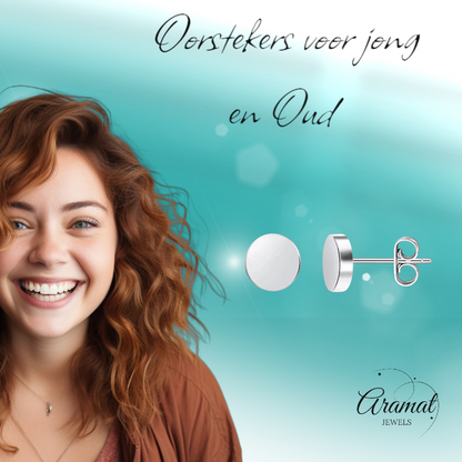 Boucles d'oreilles puces rondes argentées en acier inoxydable 10 mm