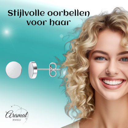 Boucles d'oreilles puces rondes argentées en acier inoxydable 10 mm