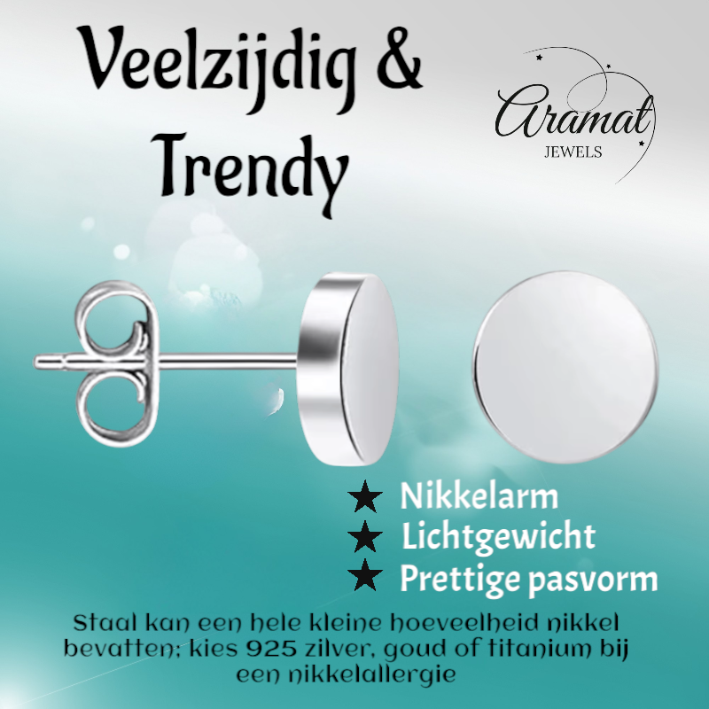 Boucles d'oreilles puces rondes argentées en acier inoxydable 10 mm