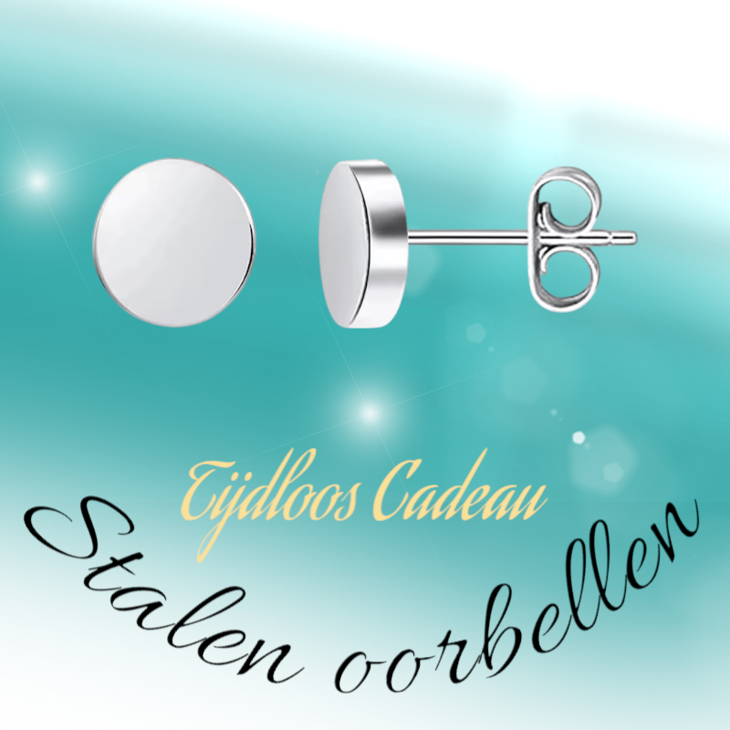 Boucles d'oreilles puces rondes argentées en acier inoxydable 8 mm