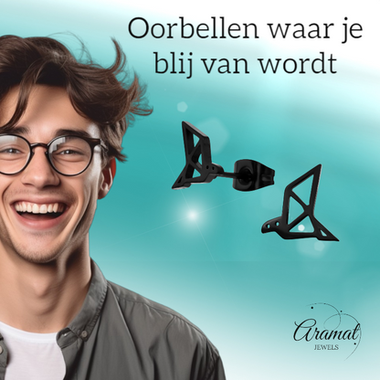 Black Bird Origami Earrings 9mm Stainless Steel