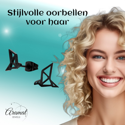 Black Bird Origami Earrings 9mm Stainless Steel