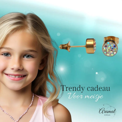 AB transparante oorstekers 6 mm – multicolor glans - oor3099 - Oorbellen kopen# - 6mm - AB - alles