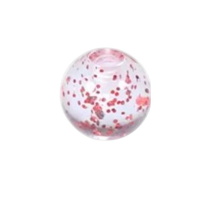 Aramat Jewels transparant acryl piercing balletje van 5mm met rode glitters voor tong- of navelpiercing.