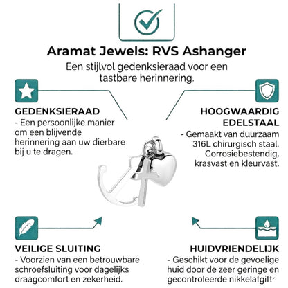 Aramat Jewels ashanger met geloof, hoop en liefde symbool in zilverkleurig RVS.