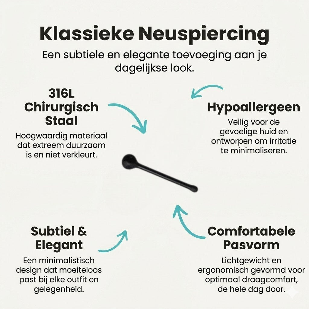 Aramat Jewels black steel nose stud with a 2mm ball end, 0.8mm gauge.