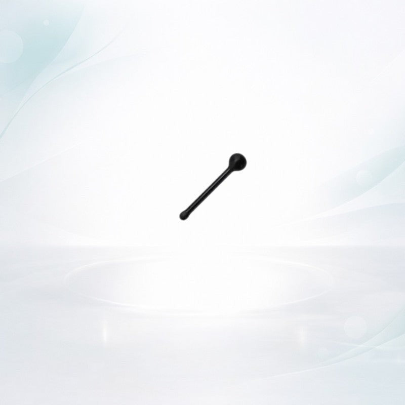 Aramat Jewels black surgical steel nose stud with a 2mm ball end. Minimalist design.
