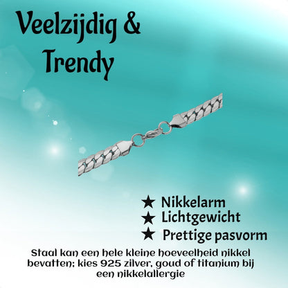 Aramat Jewels chunky zilverkleurige gourmet ketting van 8mm breed roestvrij staal met een stoere schakelstructuur.