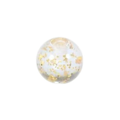 Aramat Jewels transparant acryl piercing balletje van 6mm met gouden glitters voor tong- of navelpiercings.
