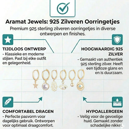Aramat Jewels gold plated hoop earring set with star, crystal, hamsa hand, evil eye, bead and eye charms.