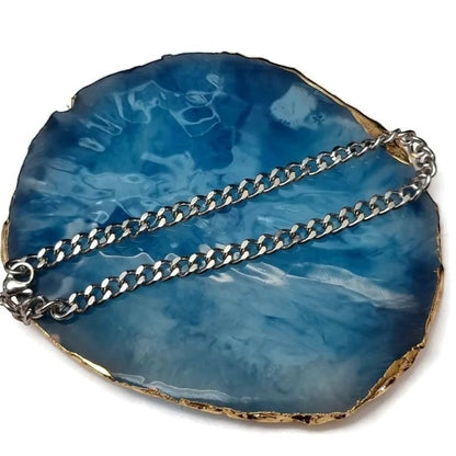 Aramat Jewels stoere gourmet armband in zilverkleur, gemaakt van 316L chirurgisch staal, 5mm breed en 21cm lang.