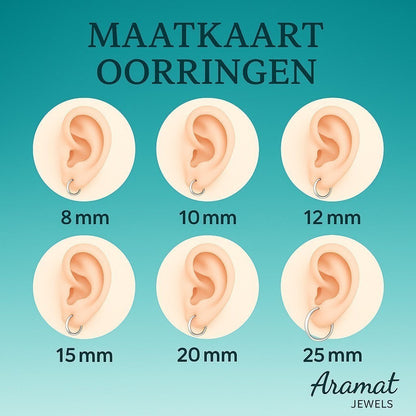 Aramat Jewels massieve halve oorringen van 25mm diameter en 8mm breedte, glad RVS, voor een moderne look.