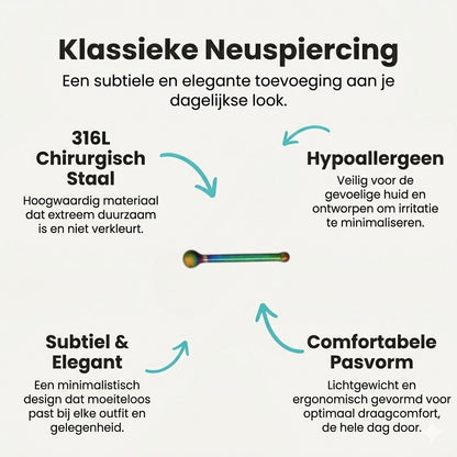 Aramat Jewels multi-color steel nose piercing with a 1.5mm ball end.